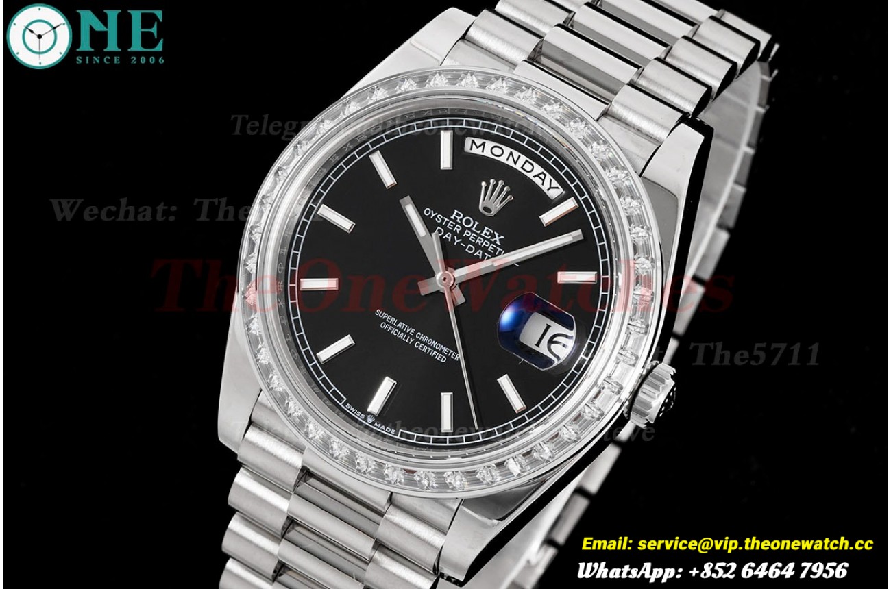 DayDate 228396 40mm Pres SS/SS Black/Stk GSF A3255 (Tungsten Heavy Version)