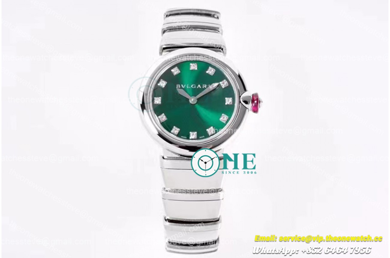 Bvlgari - Lvcea series 28mm SS/SS Grn/Dia BVF Swiss Qua