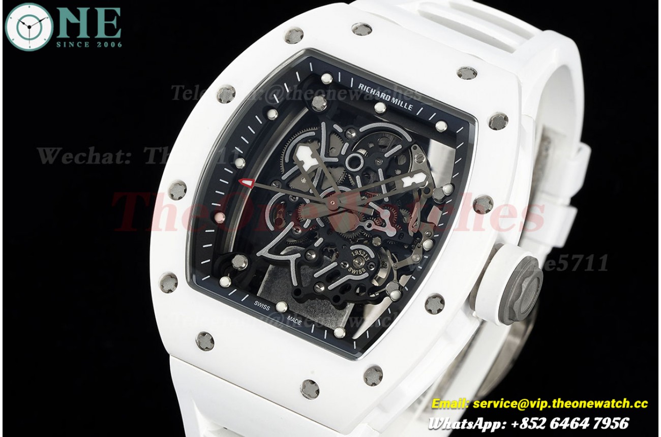 RM055 43mm White Ceramic /RU Skeleton Dial BBF RMUL2 Super Clone