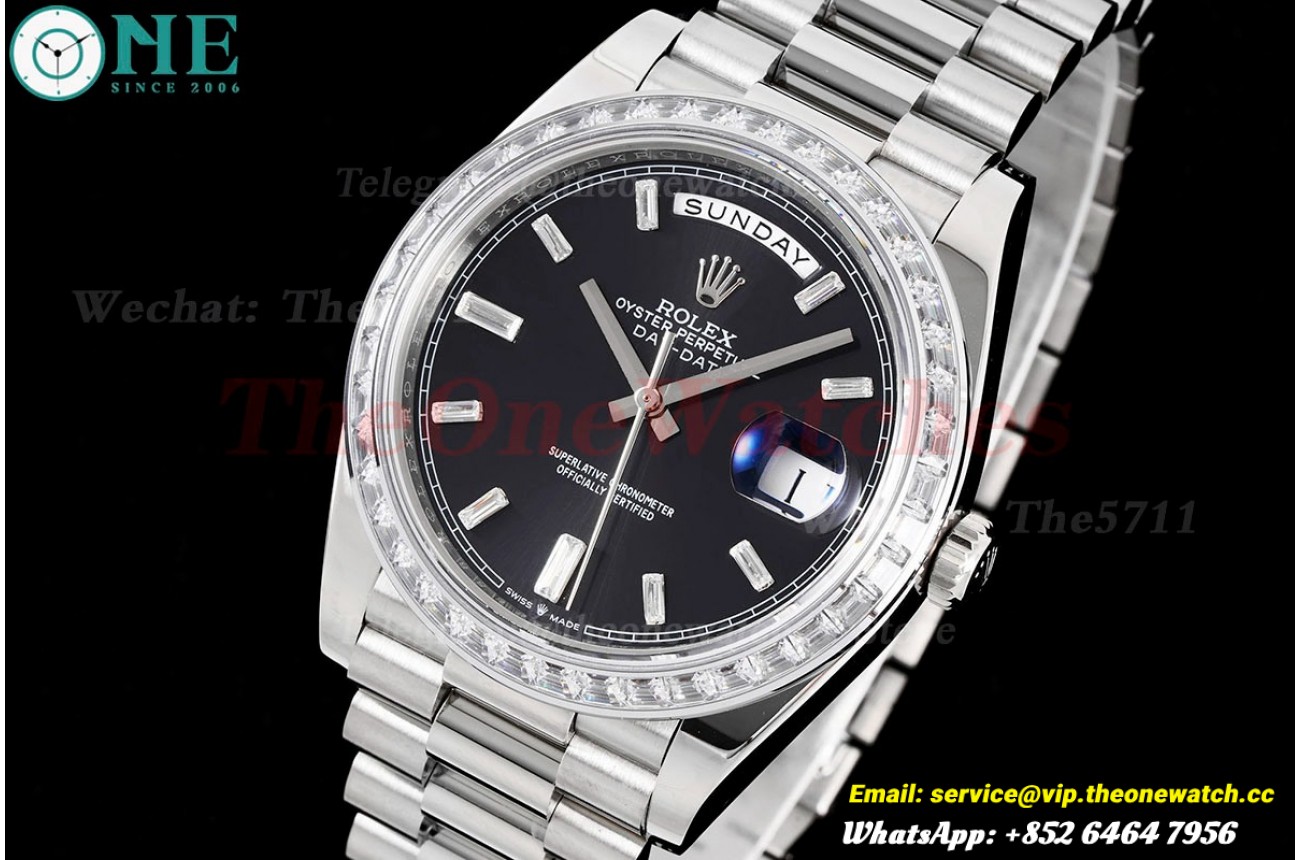 DayDate 228396 40mm Pres SS/SS Black/Dia GSF A3255 (Tungsten Heavy Version)