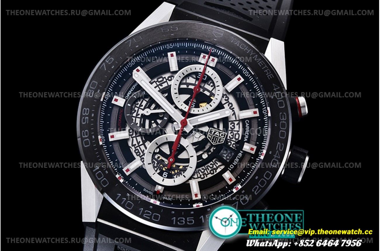 Tag Heuer - Carrera Cal. HEUER 01 45mm SS/RU Blk XF A1887 Chrono