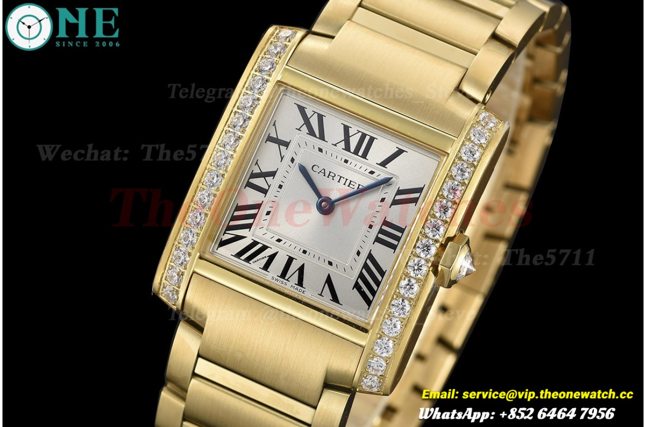Tank Française 27mm Dia YG/YG Silver Dial 8848F Quartz