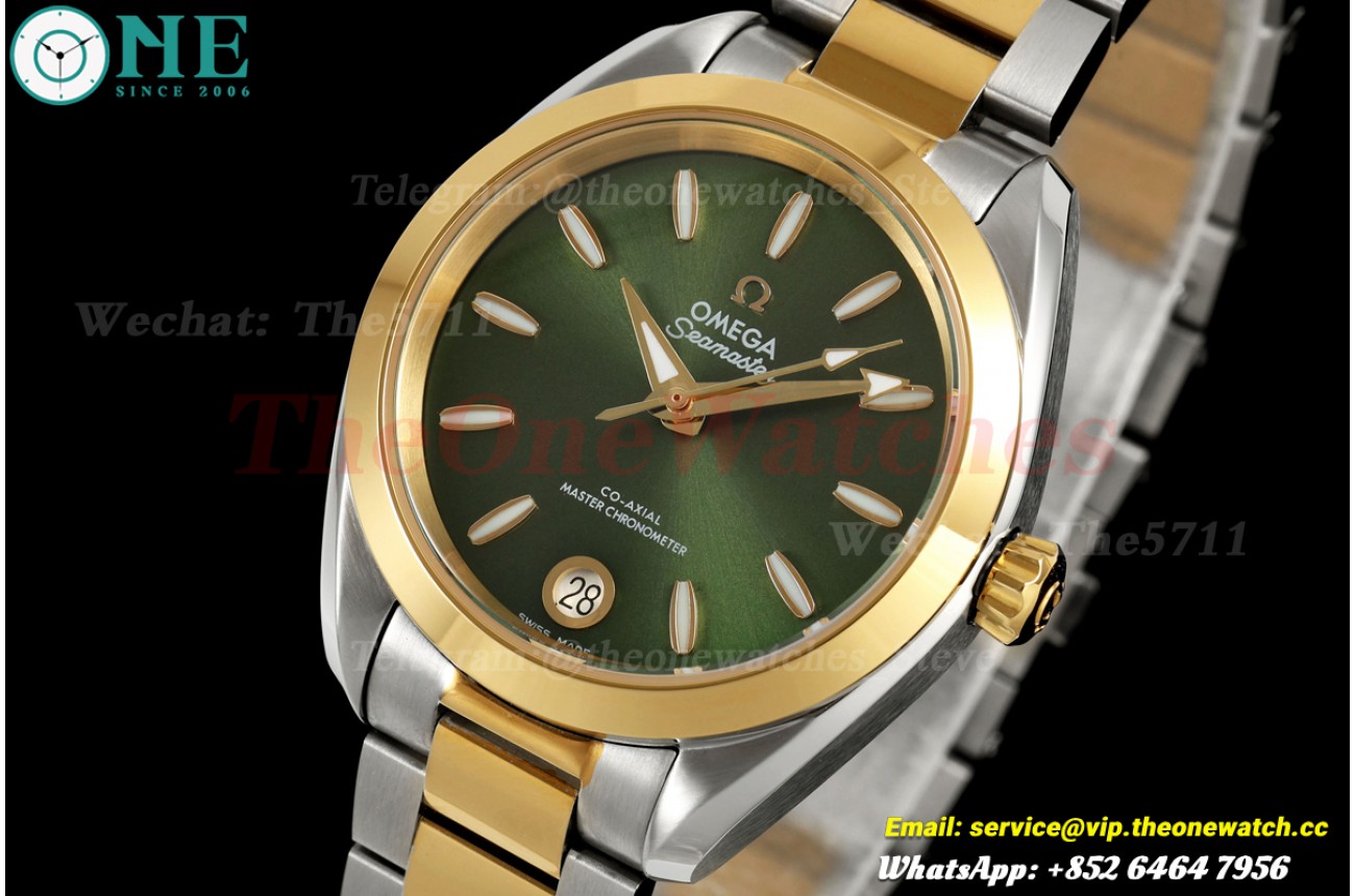 Aqua Terra Shades 34mm SS/YG Green Dial VRSF A8800