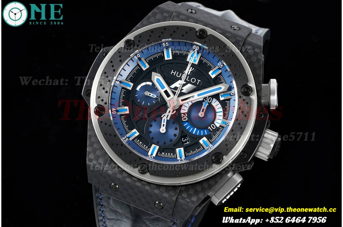 Big Bang Ferrari F1 48mm Carbon Fiber Limited Edition Black/Blue V6 HUB4100