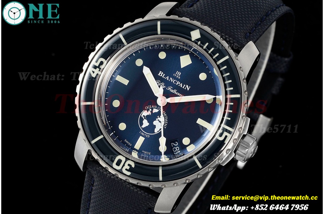 Fifty Fathoms 5008 Ocean Commitment 40.3mm SS/NY Blue Dial ZF A1151