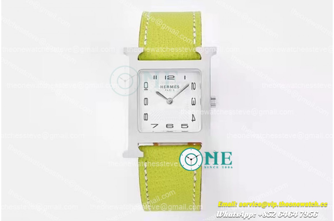 Hermes - Heure H SS/LE White/Num Green BVF Swiss Quartz
