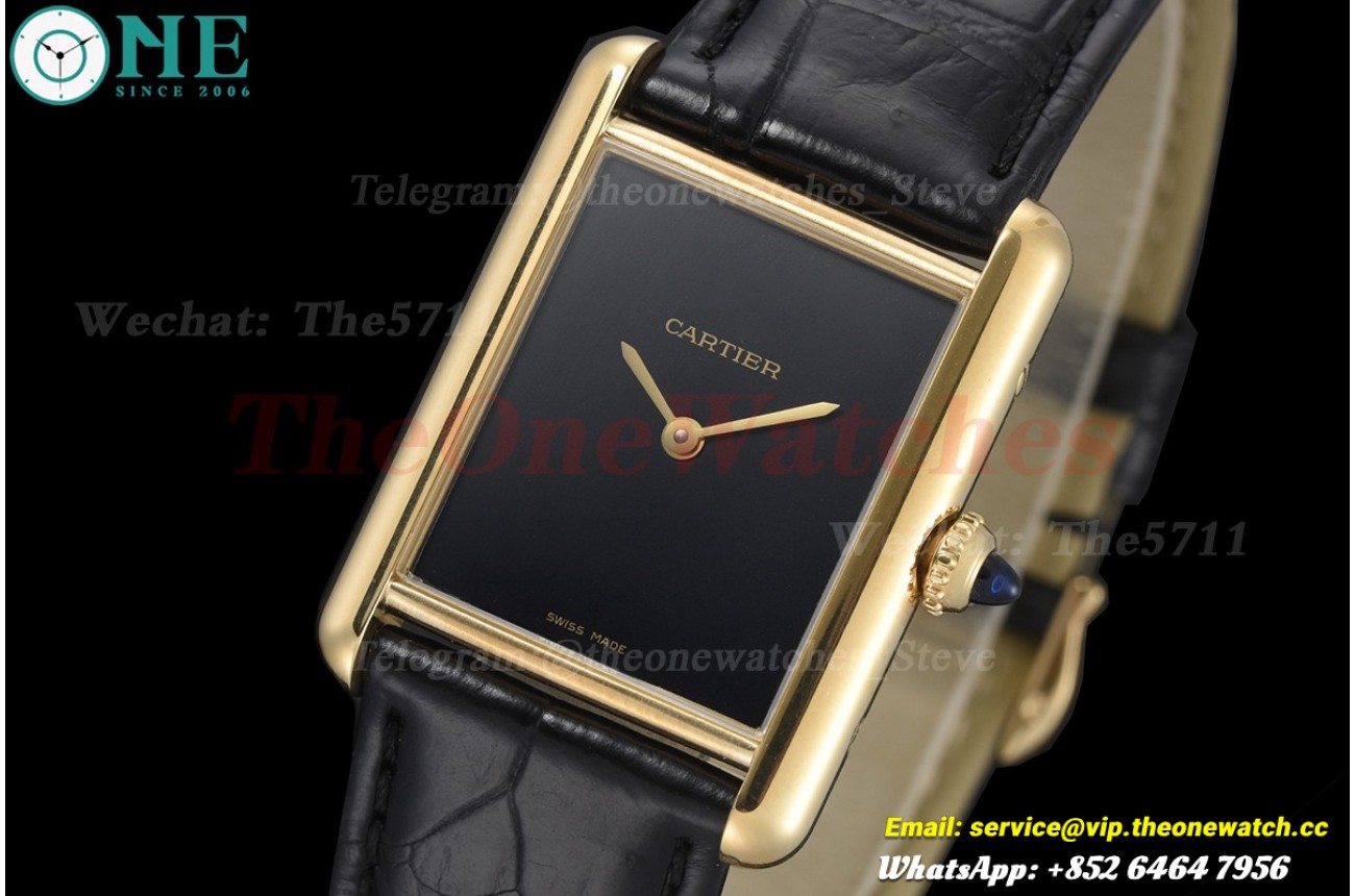 Tank Louis 25.5mm Alligator Leather YG/LE Black Dial DRF Quartz
