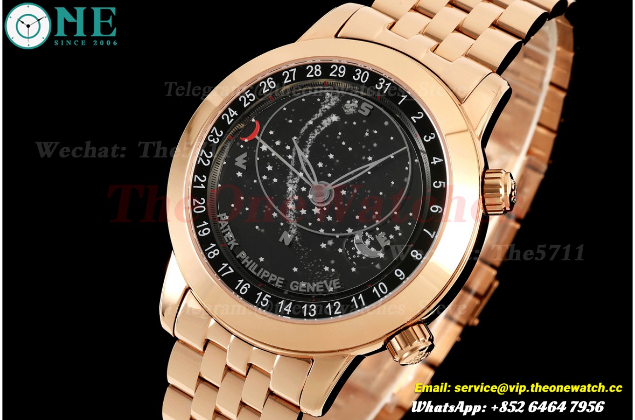 Celestial Sky Moon 6102R 43mm RG/RG Black Dial BLS A240