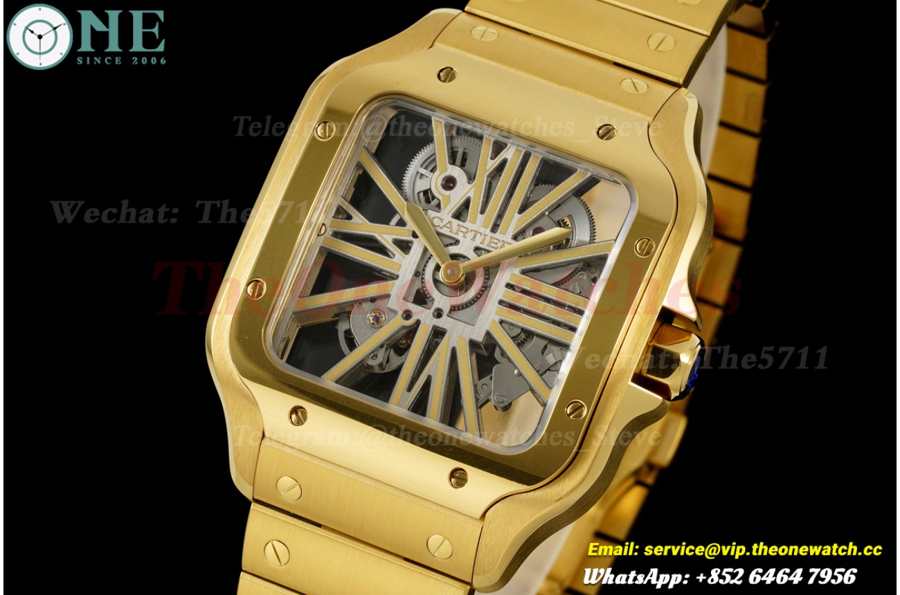 Santos De Cartier 40mm YG/YG Gold Skeleton Dial RICHF V2 9611MC Surer Clone