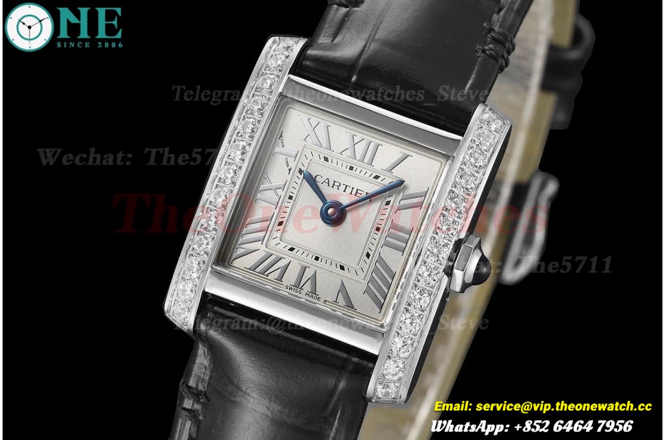 Tank Française 21.2mm Dia Black SS/LE Silver Dial 8848F Quartz