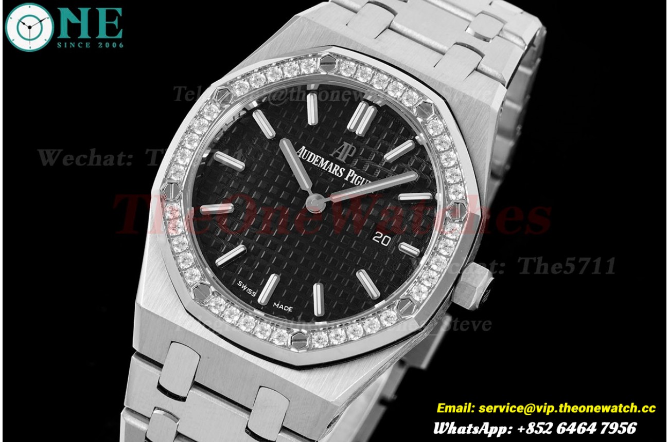 Royal Oak Ladies 33mm SS/SS Diamond/Black JJF Swiss Qtz