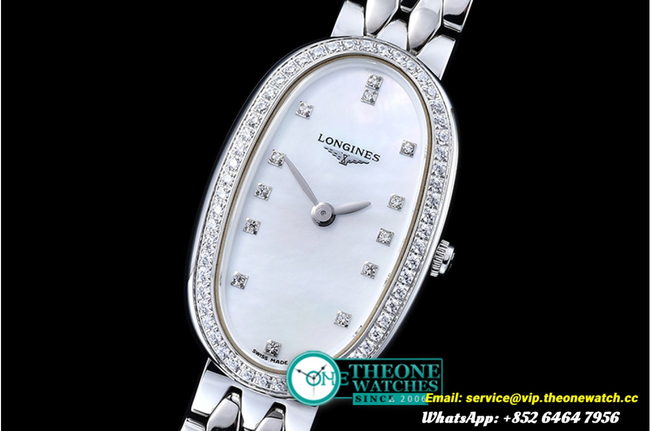 Longines - Elegance Ladies Diams SS/SS Wht MOP TWF Swiss Qtz