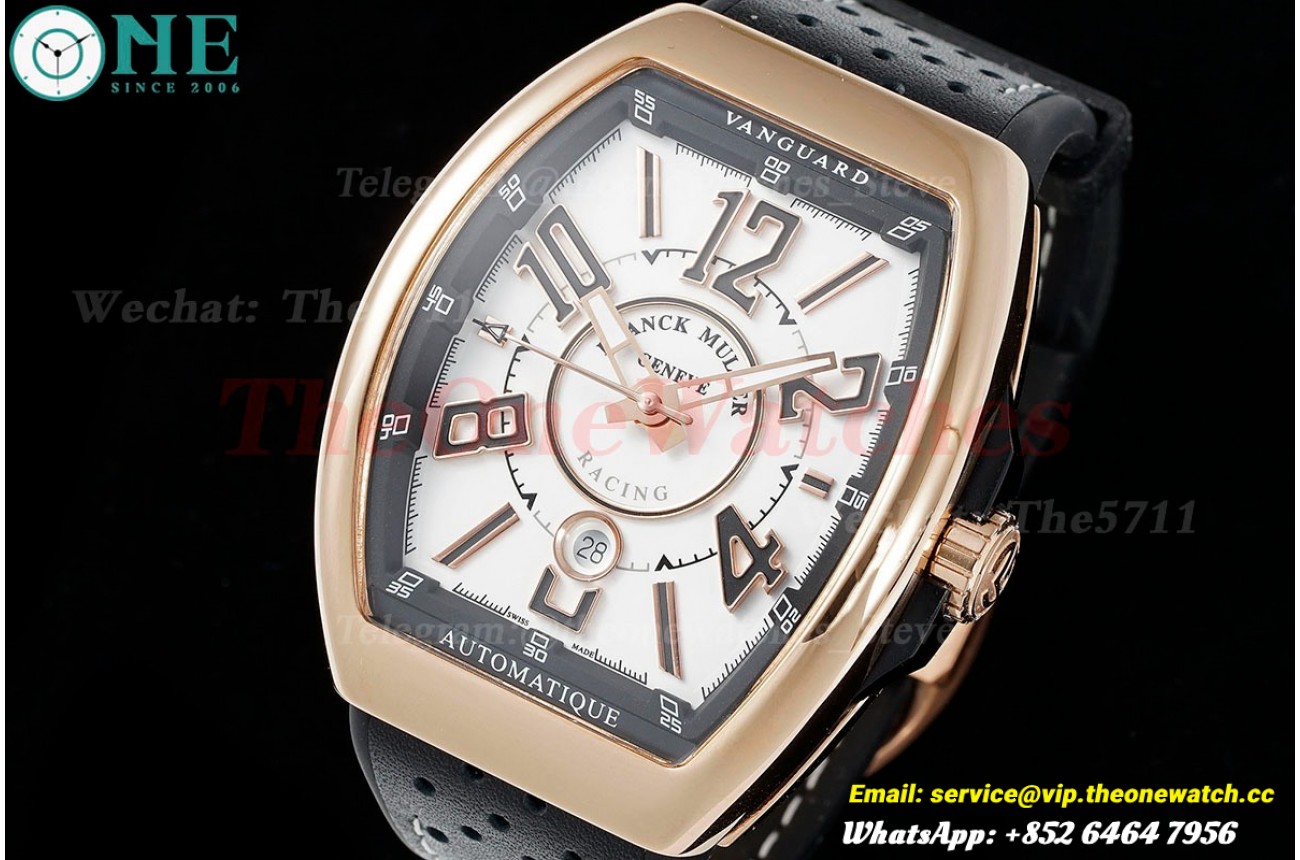 Vanguard Mens 44mm RG/LE White/Black ABF A2824