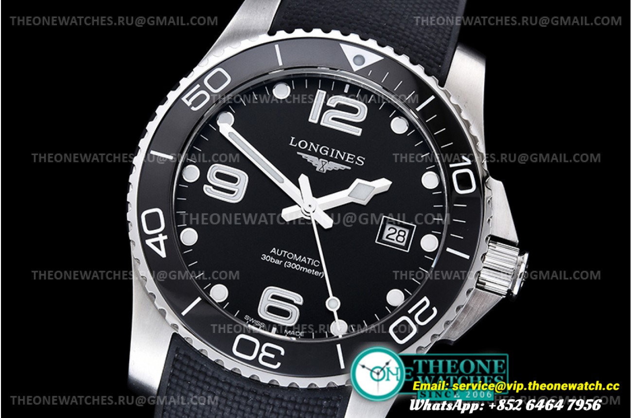 Longines - HydroConquest Mens SS/RU Black ZF Asia 2824
