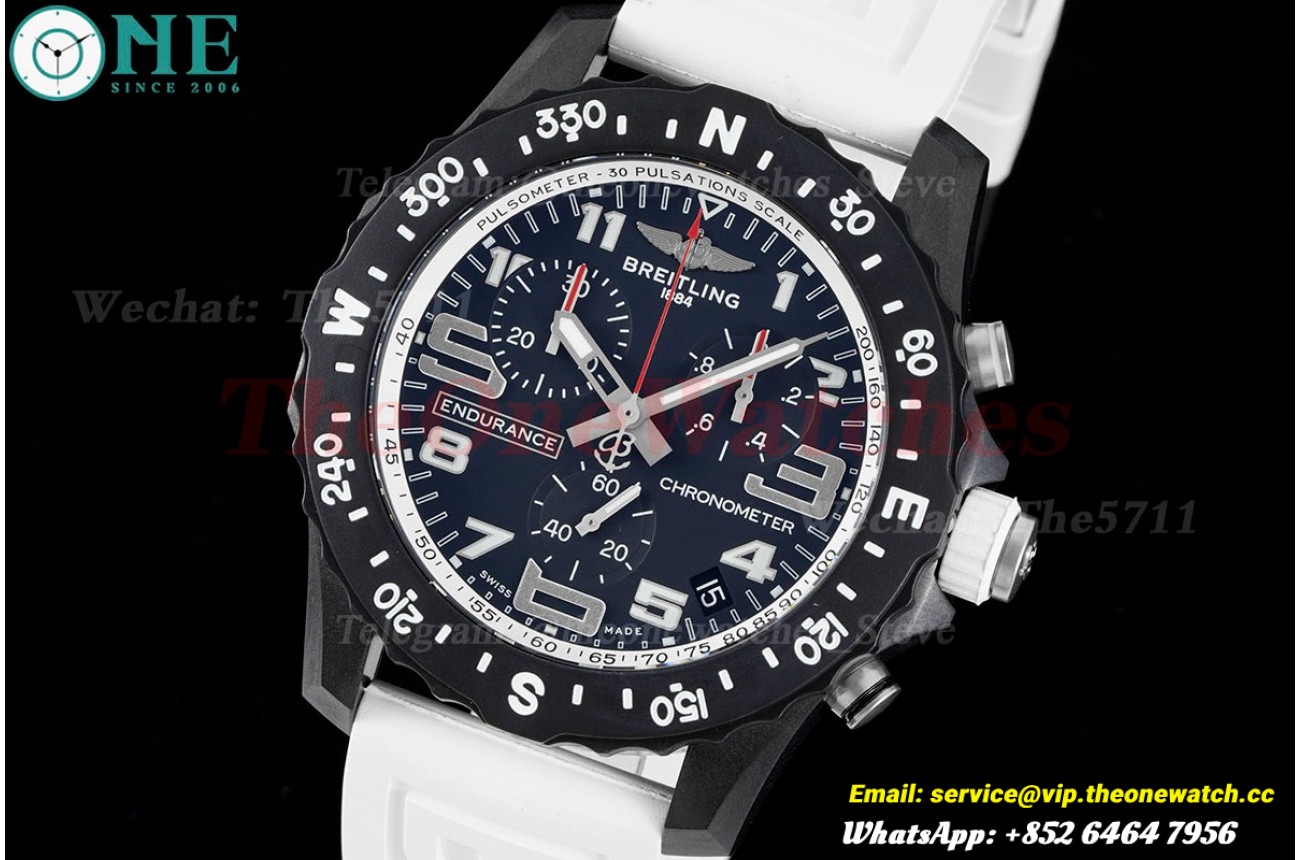 Professional Chronograph PVD Black Dial On White Strap Swiss Quartz