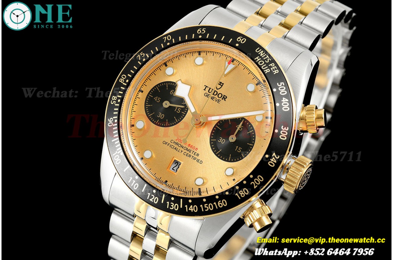 Black Bay Chrono 41mm Jub SS/YG Gold/Blk Dial BLSF A7750
