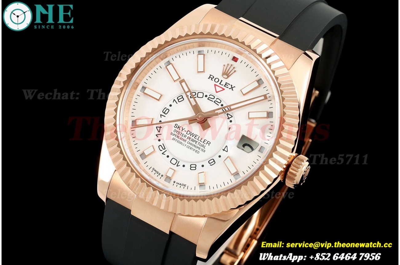 SkyDweller 336235 42mm Oys RG/RU White/Stk FNF A9002