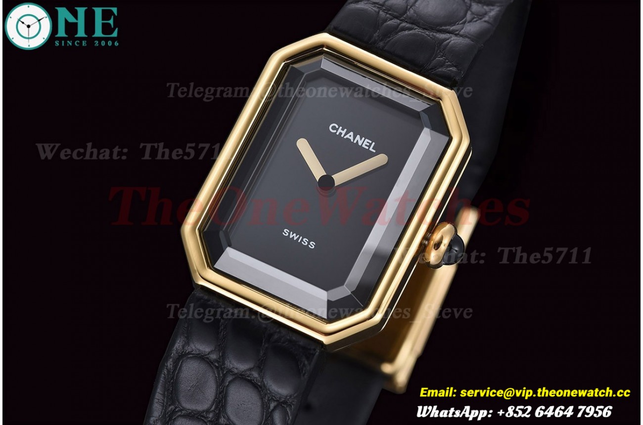 Premiere Ladies YG/LE Black Swiss Quartz