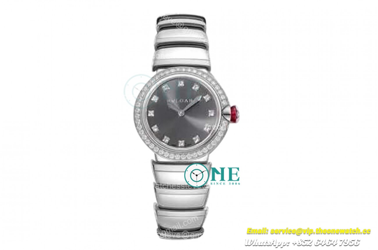 Bvlgari - Lvcea series 28mm SS/SS Grey/Dia Diam BVF Swiss Qua