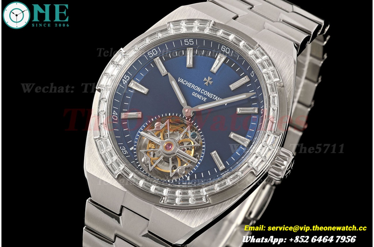 Overseas 6000V 42.5mm Dia SS/SS Blue/Stk ANTF Tourb (Gain Weight Approx.182g)