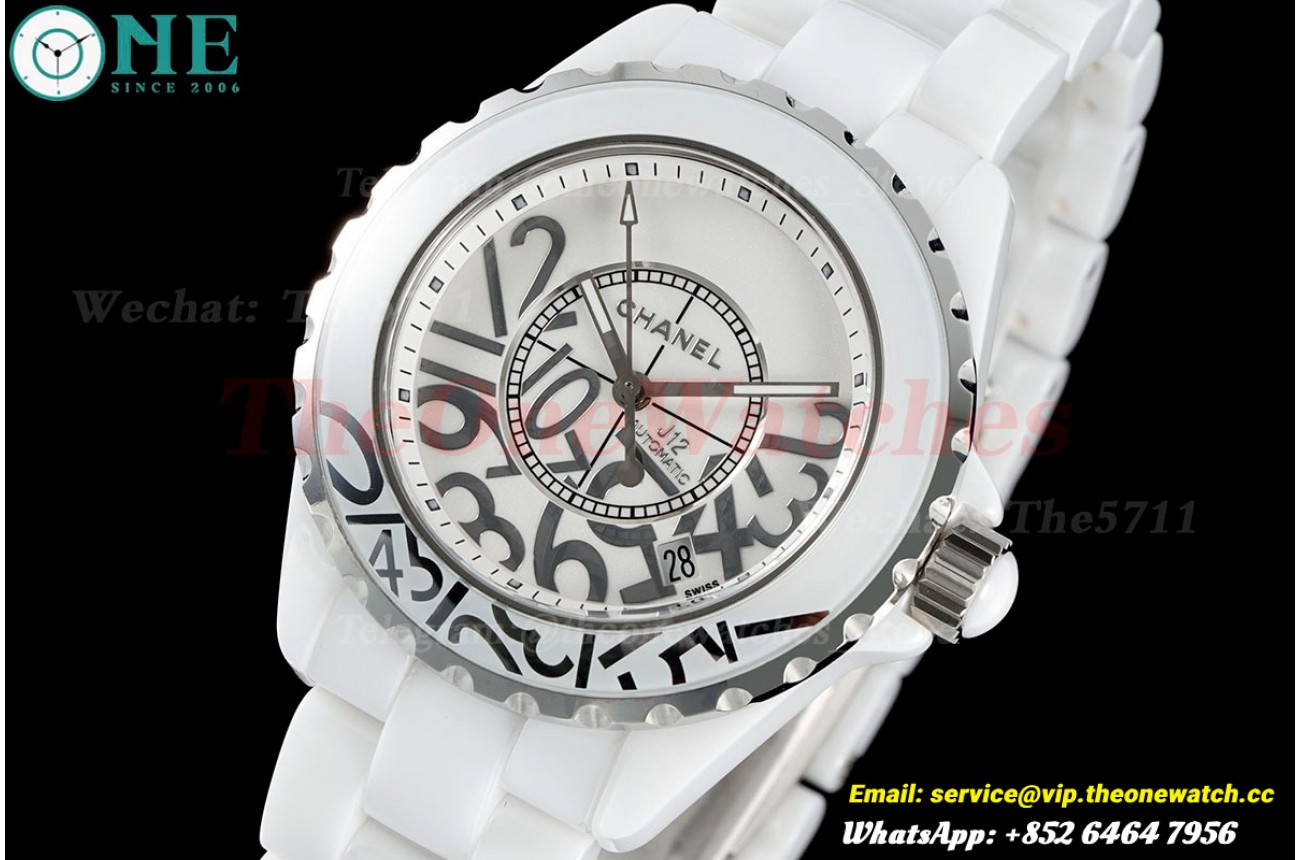 J12 38mm White Ceramic/Cer Numeral Dial HTF A2892