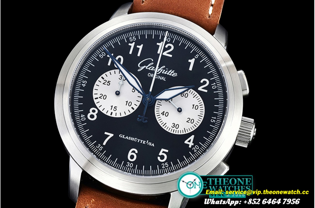 Glashutte - Senator Navigator Chronograph SS/LE Blk/Wht A7750
