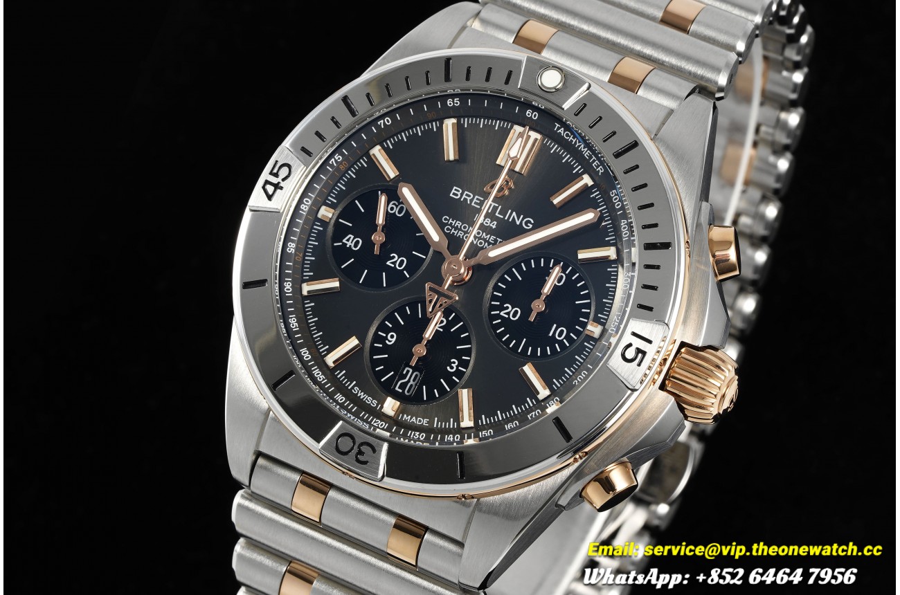 Chronomat B01 42MM SS/RG Black/Stk BLF A7750