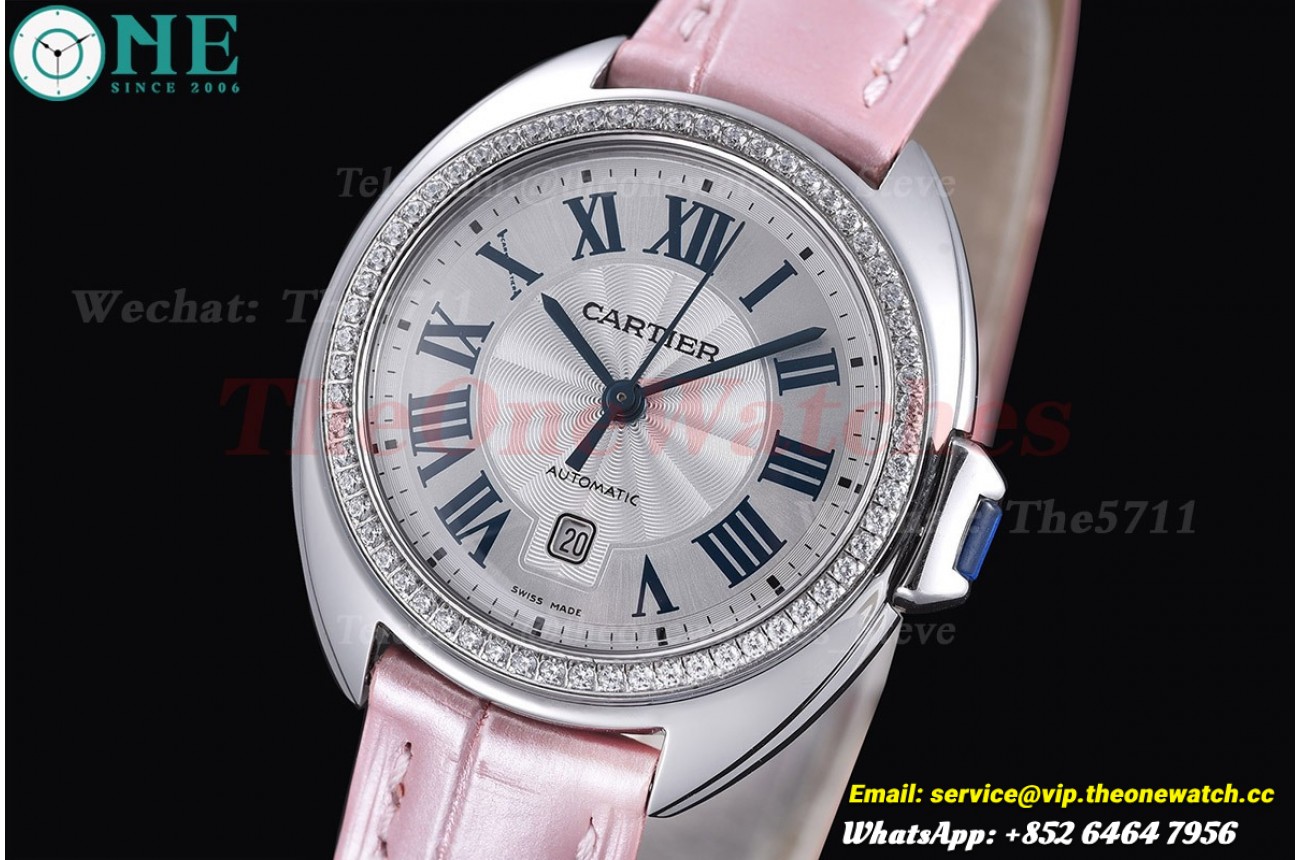 CLE De Cartier 31mm SS/LE Diamond Bezel Pink Strap RXWF ETA2671