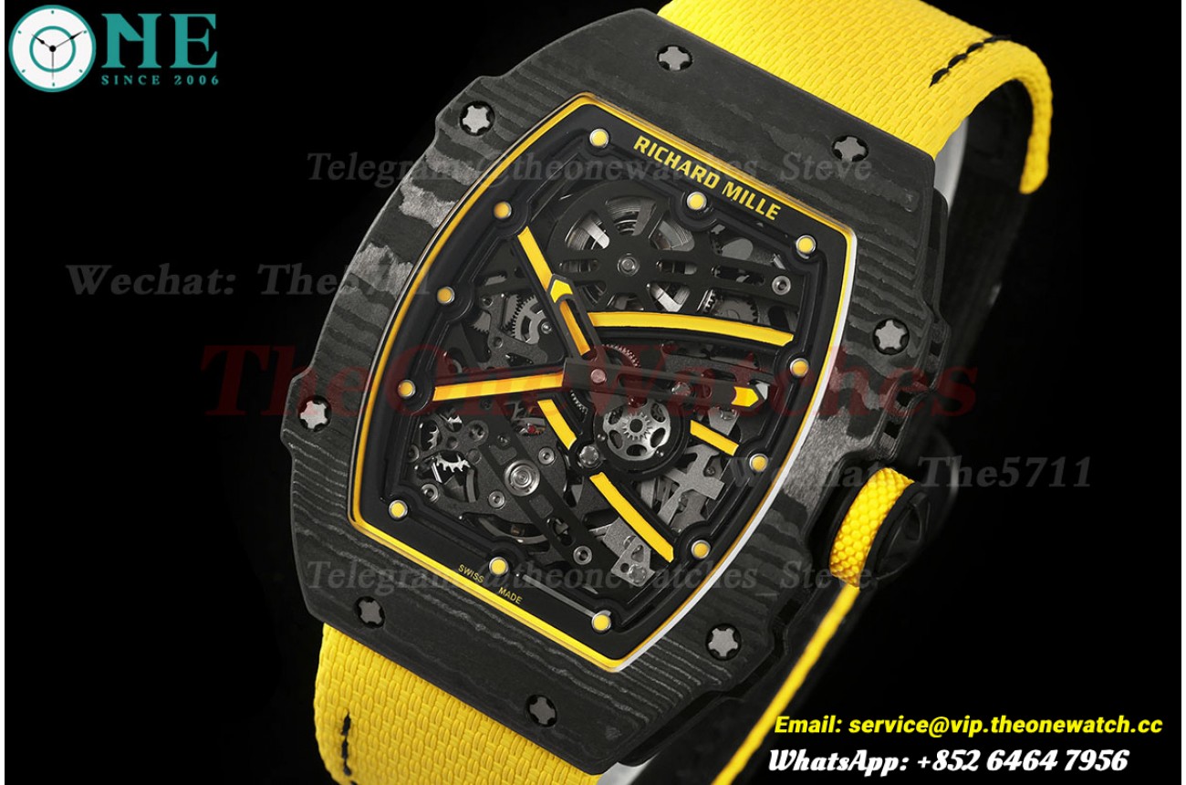 RM67-02 Black NTPT Yellow Skeleton Dial on Yellow Velcro strap AVF V2 CRMA7