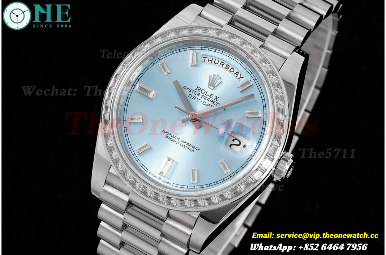 DayDate 228396 40mm Pres Dia SS/SS Ice Blue Dial GSF A3255 (Tungsten Heavy Version)