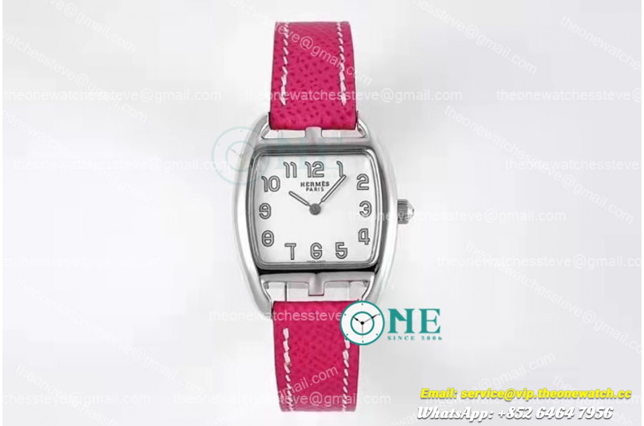 Hermes - Cape Cod tonneau SS/LE White/Num Red Swiss Quartz