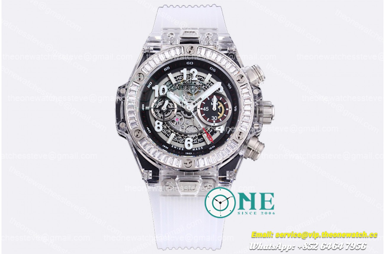 Hublot - Big Bang Unico Sapphire 45mm B Gem PL/RU Blk/Wht A7750