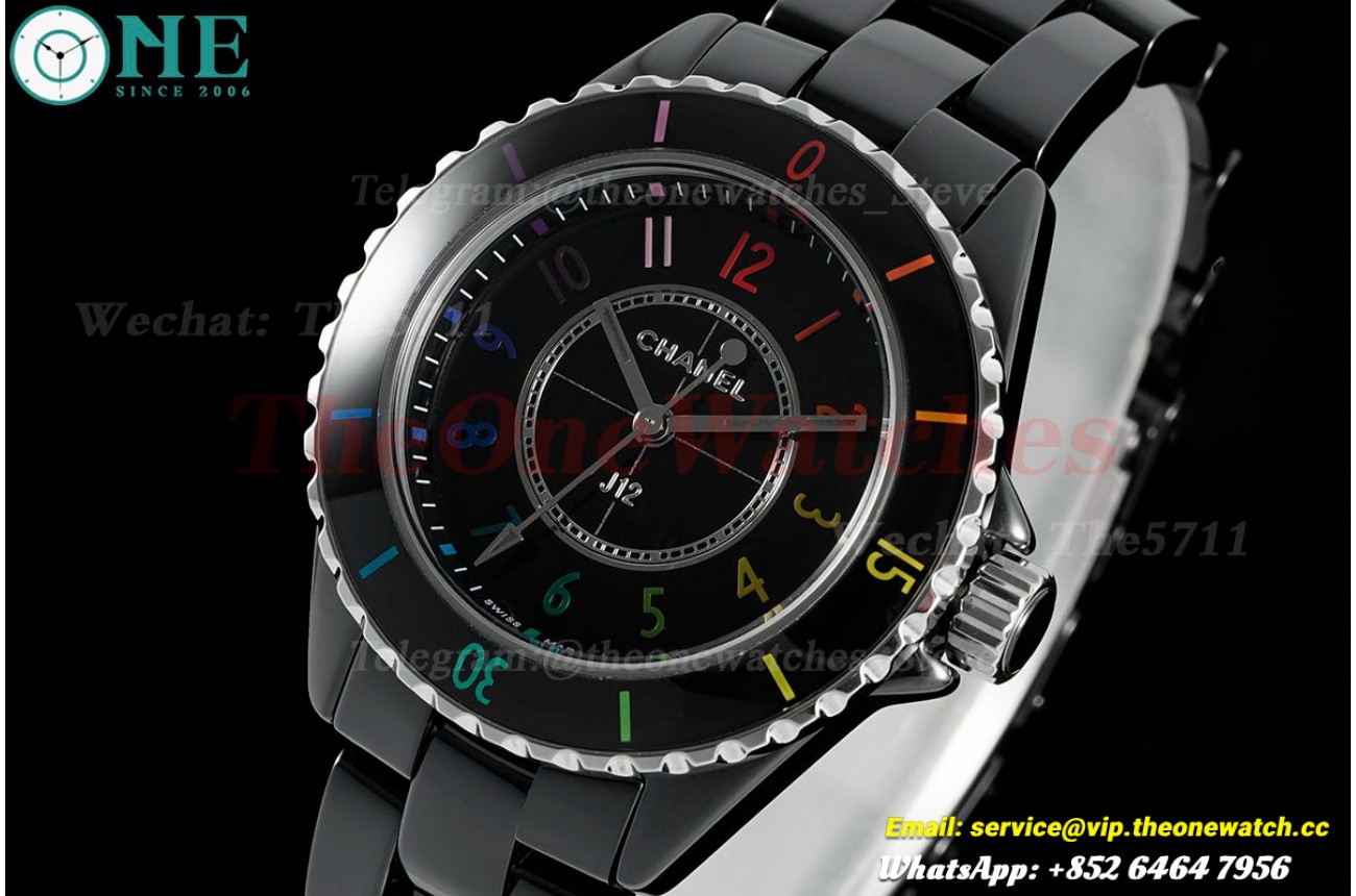 J12 33mm Black Ceramic/Cer Colorful Dial HTF Quartz