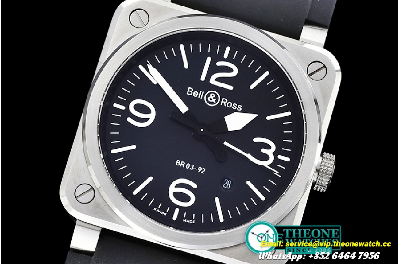 Bell & Ross - BR03-92 42mm SS/RU Black/White V2 Miyota 9015