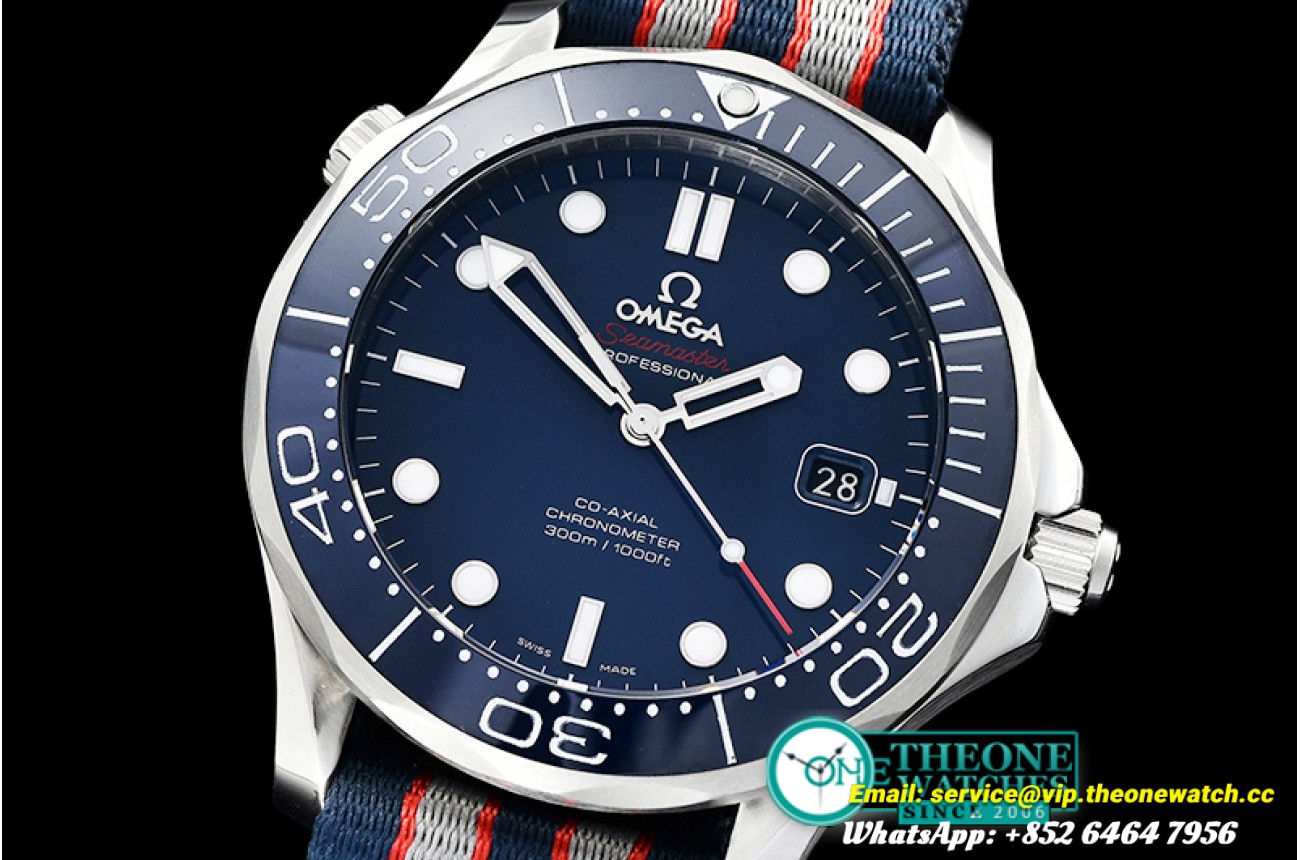 Omega - Seamaster Diver 300m Co-Axial Cer SS/NY Blue BP A2836