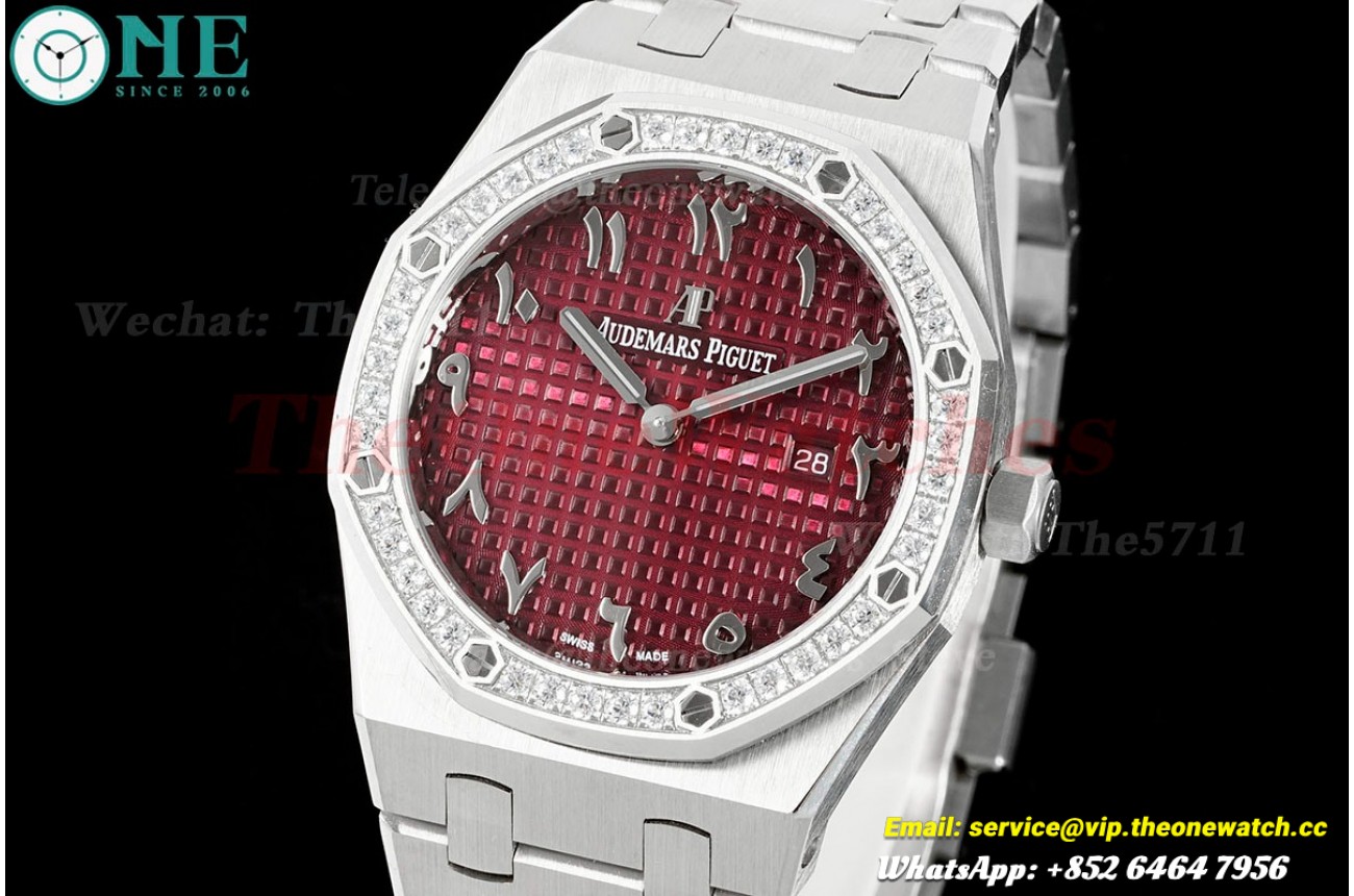 Royal Oak Ladies 67651 33mm Dia SS/SS Purple ZF Swiss Qtz