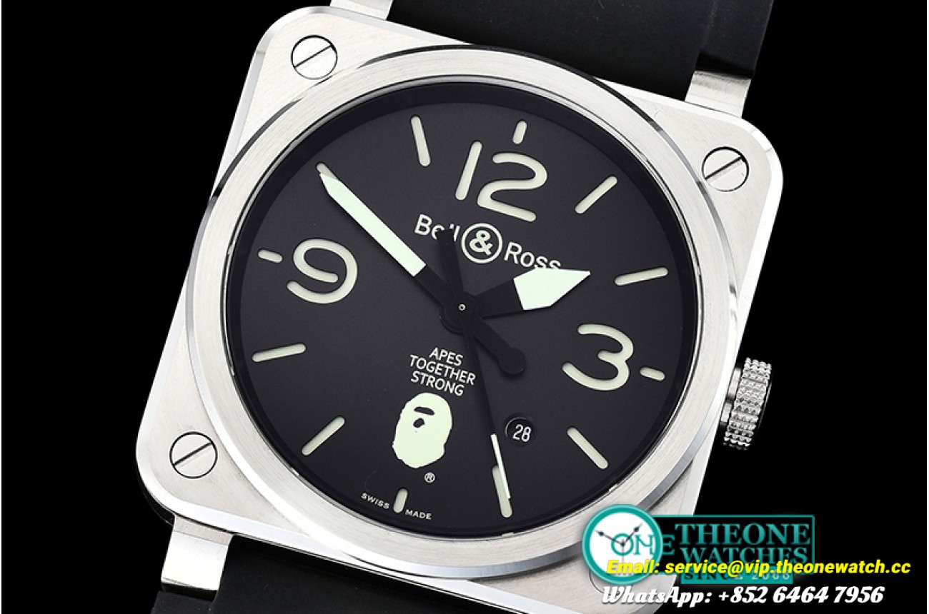 Bell & Ross  - BR03-92 42mm XXV Bathing Ape SS/RU Black MY9015