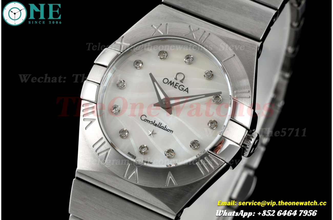 Constellation 28mm SS/SS MOP Textured/Dia 8848F Swiss Qtz