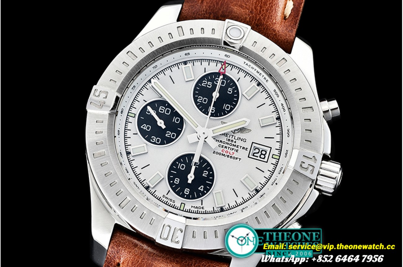 Breitling - Colt 44mm Chronograph Automatic SS/LE White/Stk A7750