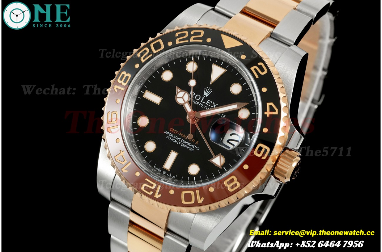 GMT II 126711 CHNR Rootbeer Oys 40mm SS/RG Blk VF DD3285 Super Clone