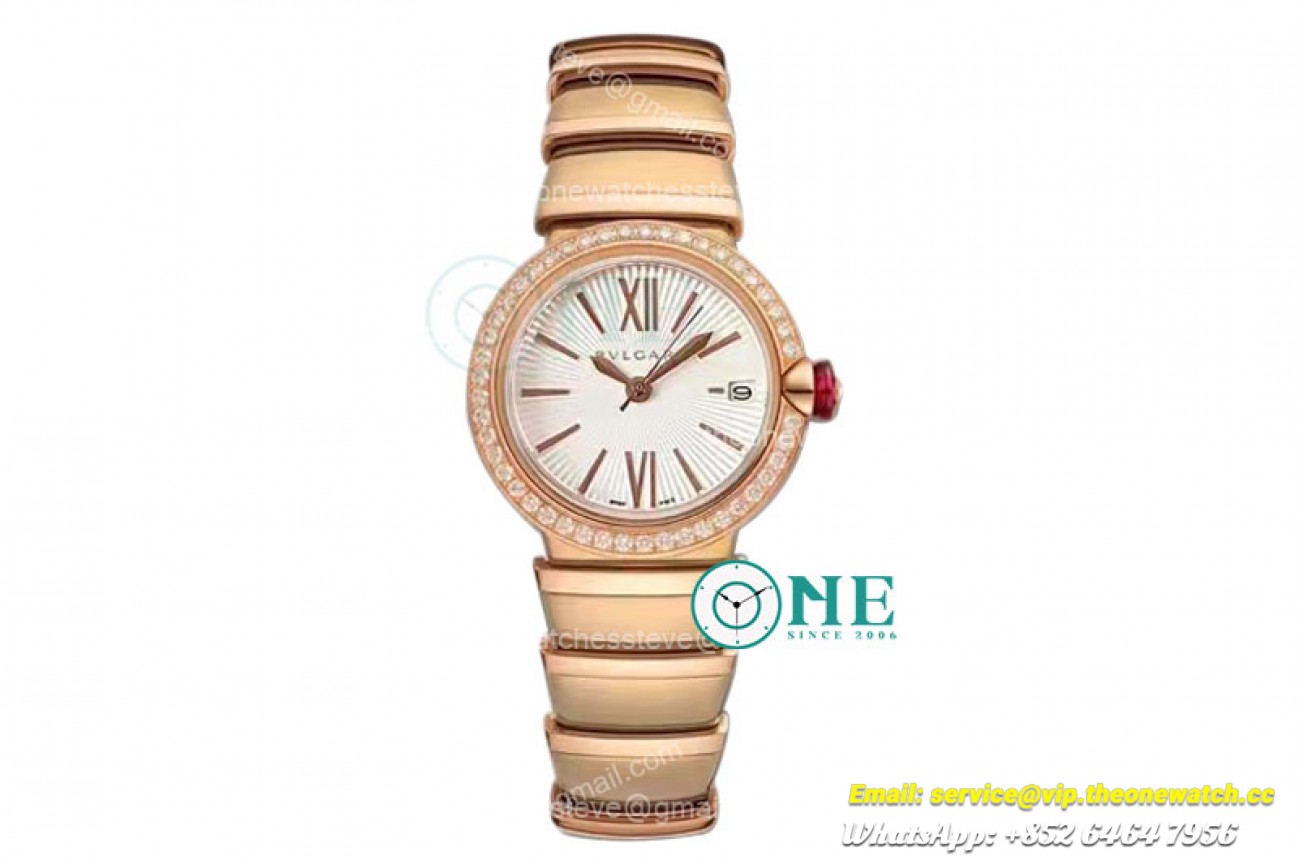 Bvlgari - Lvcea series 33mm RG/RG White/Rom Dia BVF 9015