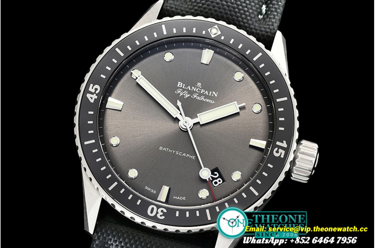 Fifty Fathoms Bathyscaphe SS/NY Grey ZF Asia 23J
