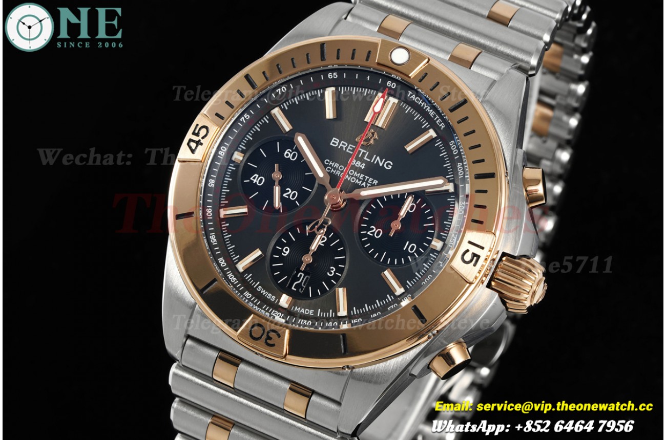 Chronomat B01 42MM SS/RG Black/Stk BLF A7750