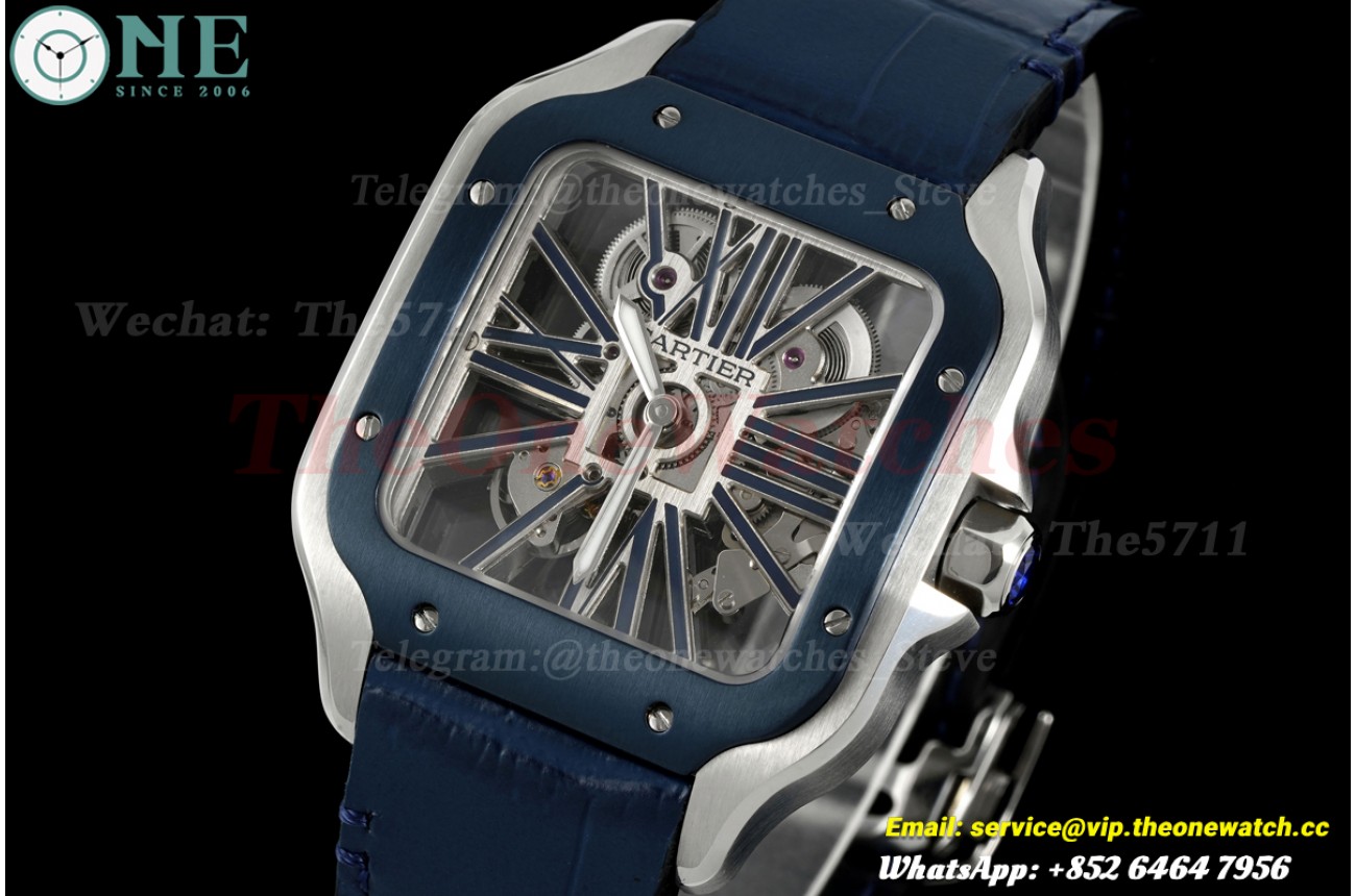 Santos De Cartier 40mm SS/LE Blue Skeleton Dial RICHF V2 9611MC Surer Clone