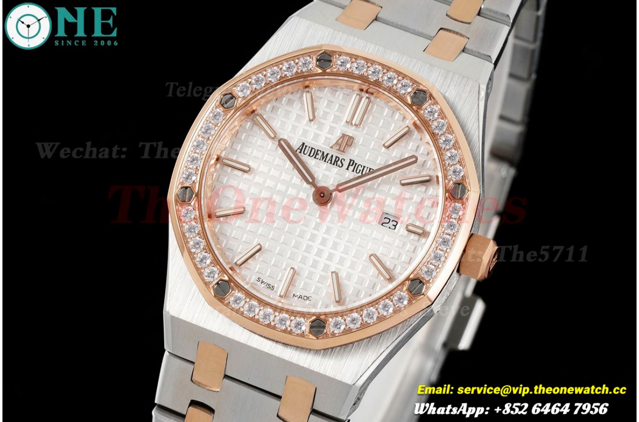 Royal Oak Ladies 33mm SS/RG  white Dial 8F Swiss Quartz