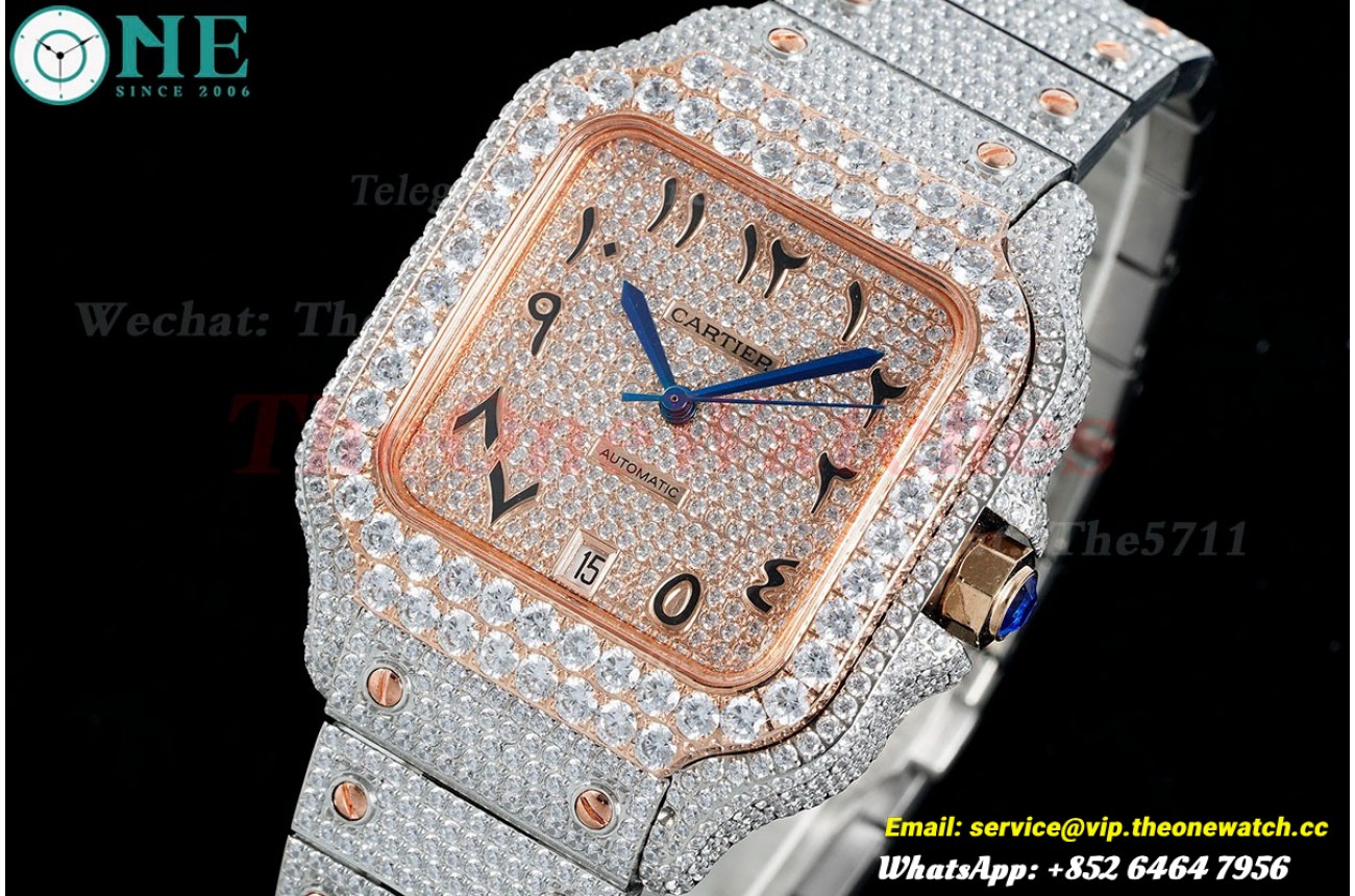 Santos 100 Mens XL 40mm RG SS/SS Dia/Arab AMG MY9015