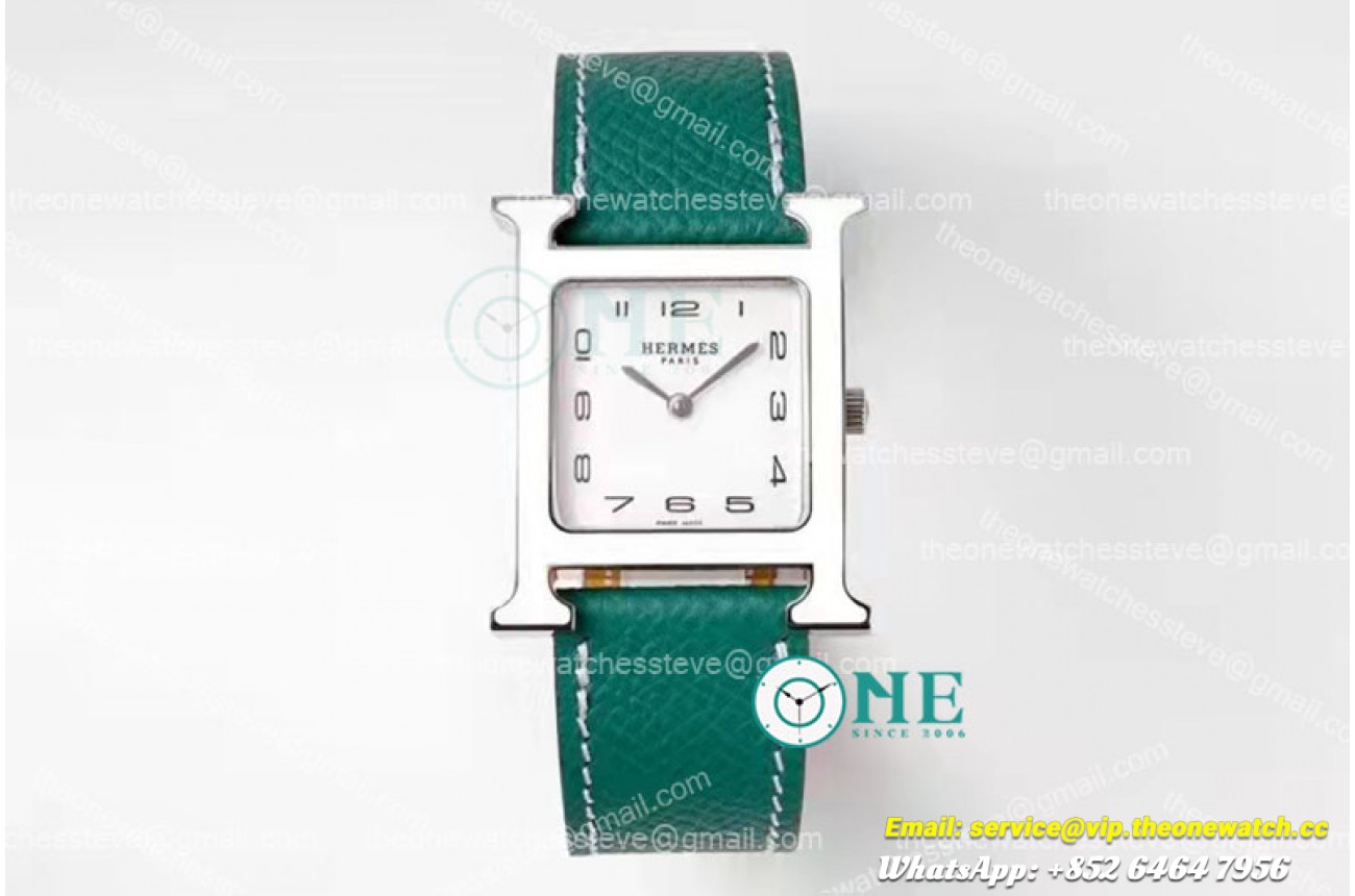 Hermes - Heure H SS/LE White/Num Emerald Lacquered BVF Swiss Quartz