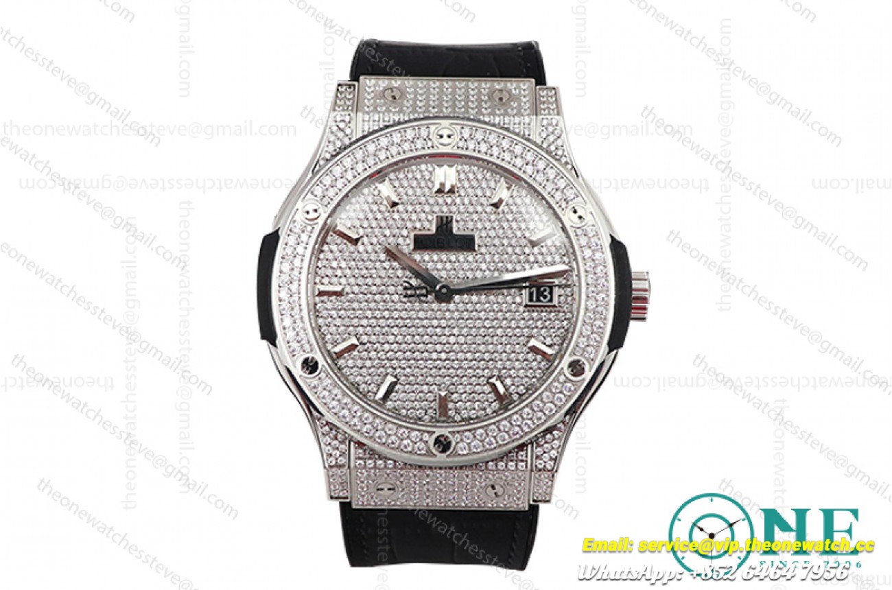 Hublot - Classic Fusion Automatic Full Diamonds SS/LE Black A2892 Mod