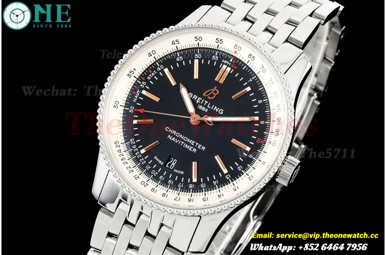 Navitimer 1 41mm Date SS/SS Black/Wht Dial TF A2824