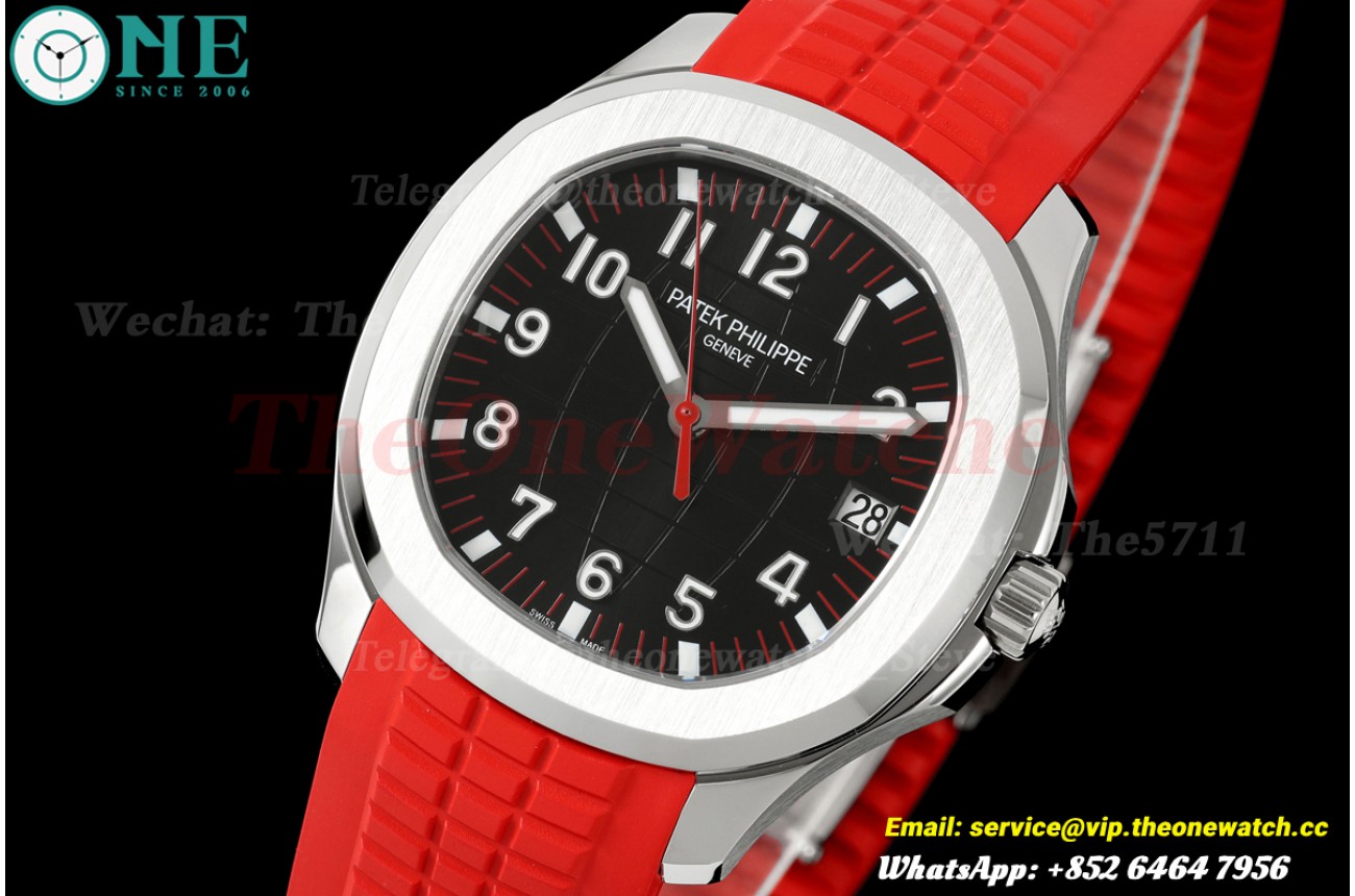 Aquanaut 5167 40mm SS/RU Black Dial on Red Rubber Strap BBF DPB330 Super Clone